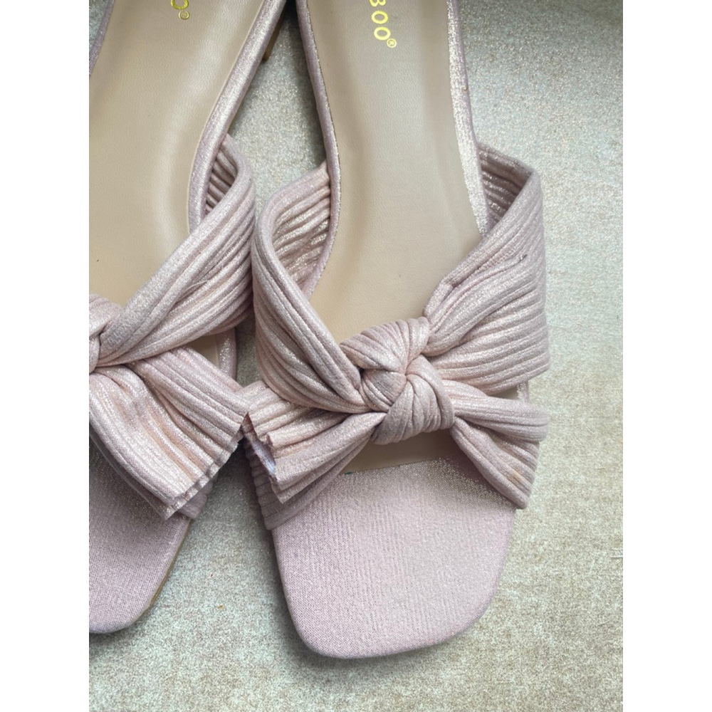 Bamboo‎ Bow Slip-On Sandal Flats Pink Metallic Summer Resort 9 Beach Vaca Summer - Picture 4 of 5
